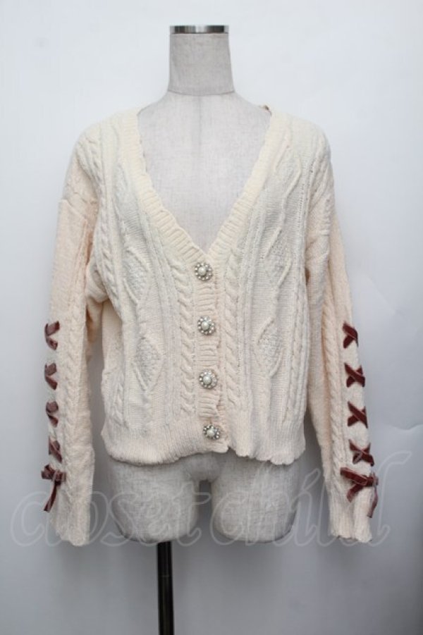 画像1: axes femme POETIQUE / ビジューボタンニットカーディガン  オフ S-26-01-25-020-AX-TO-AS-ZS (1)