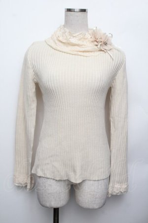 画像: axes femme / レースネックニットトップス  オフ S-26-01-25-021-AX-TO-AS-ZS