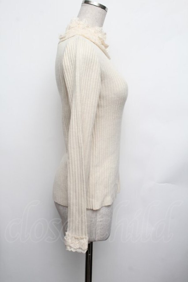 画像2: axes femme / レースネックニットトップス  オフ S-26-01-25-021-AX-TO-AS-ZS (2)