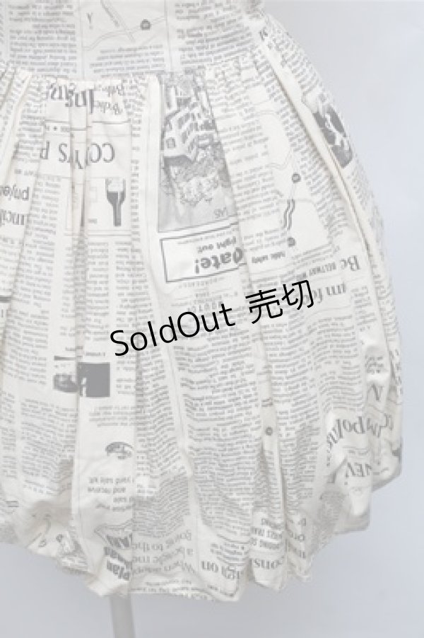 画像3: ペイ*デ*フェ / ニュースペーパー柄ワンピース S キナリ S-26-01-26-035-LO-OP-HR-ZS (3)