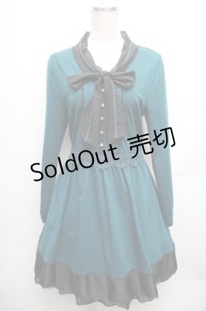 画像: axes femme / ボータイカットワンピース  グリーン S-26-01-26-049-AX-OP-HR-ZS