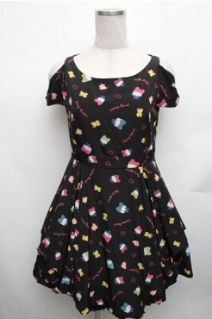 画像: Honey Bunch / ハローキティコラボワンピース  黒 S-26-01-26-053-LO-OP-HR-ZS