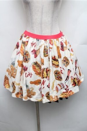 画像: Candy Stripper / ハンバーガープリントスカート  オフ S-26-01-26-054-PU-SK-HR-ZS
