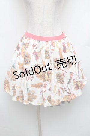 画像: Candy Stripper / ハンバーガープリントスカート  オフ S-26-01-26-054-PU-SK-HR-ZS