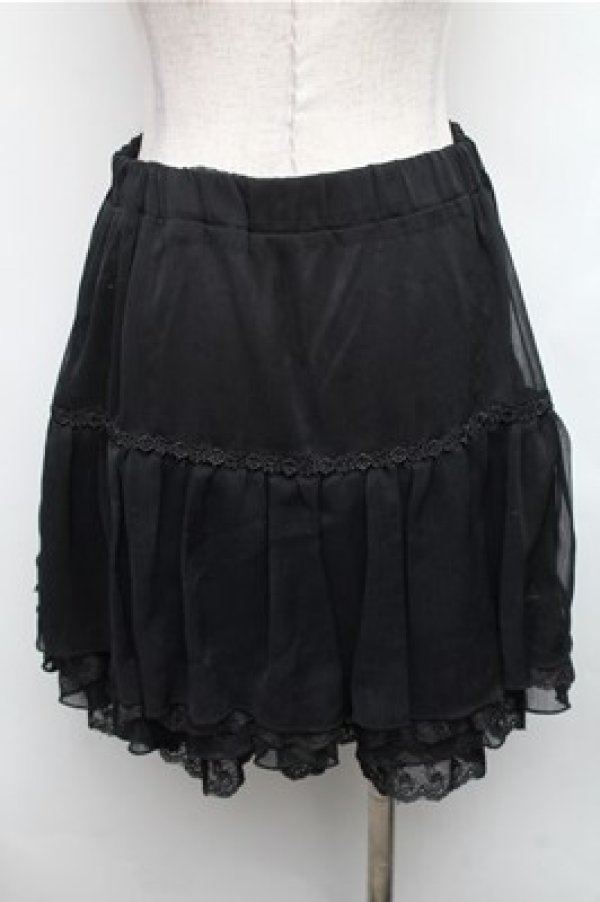 画像2: axes femme / 裾レースシフォンスカート  黒 S-26-01-26-057-AX-SK-HR-ZS (2)