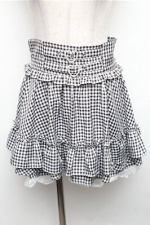画像: Ank Rouge / ギンガムキュロット  黒ｘ白 S-26-01-26-059-CA-SK-AS-ZS