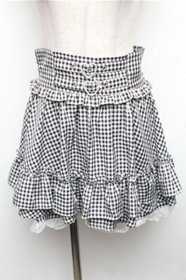 画像1: Ank Rouge / ギンガムキュロット  黒ｘ白 S-26-01-26-059-CA-SK-AS-ZS (1)
