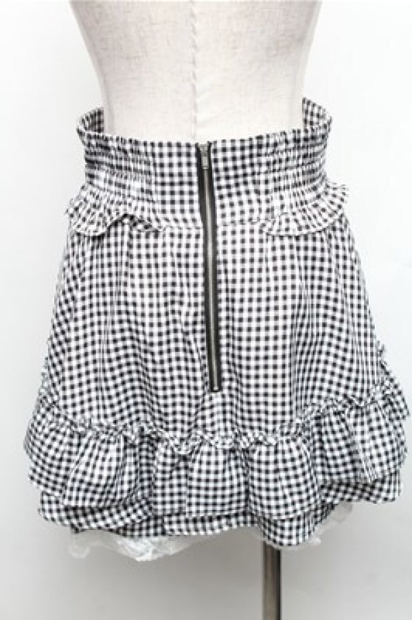 画像2: Ank Rouge / ギンガムキュロット  黒ｘ白 S-26-01-26-059-CA-SK-AS-ZS (2)