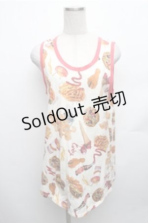 画像: Candy Stripper / ハンバーガープリントノースリーブトップス  オフ S-26-01-26-010-PU-TS-HR-ZS