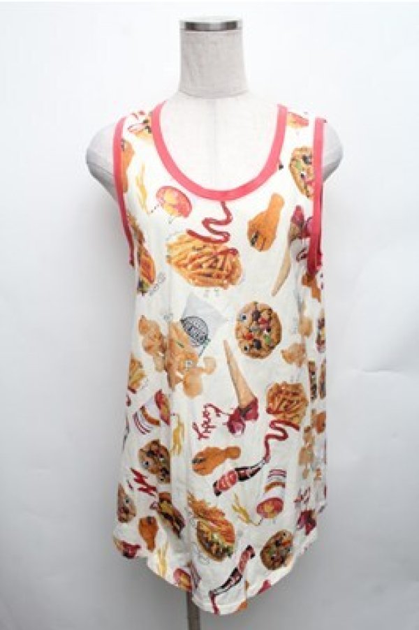 画像1: Candy Stripper / ハンバーガープリントノースリーブトップス  オフ S-26-01-26-010-PU-TS-HR-ZS (1)