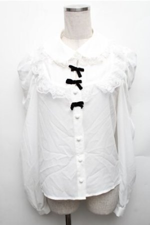 画像: Ank Rouge / 3つリボンブラウス  白 S-26-01-26-011-CA-BL-AS-ZS