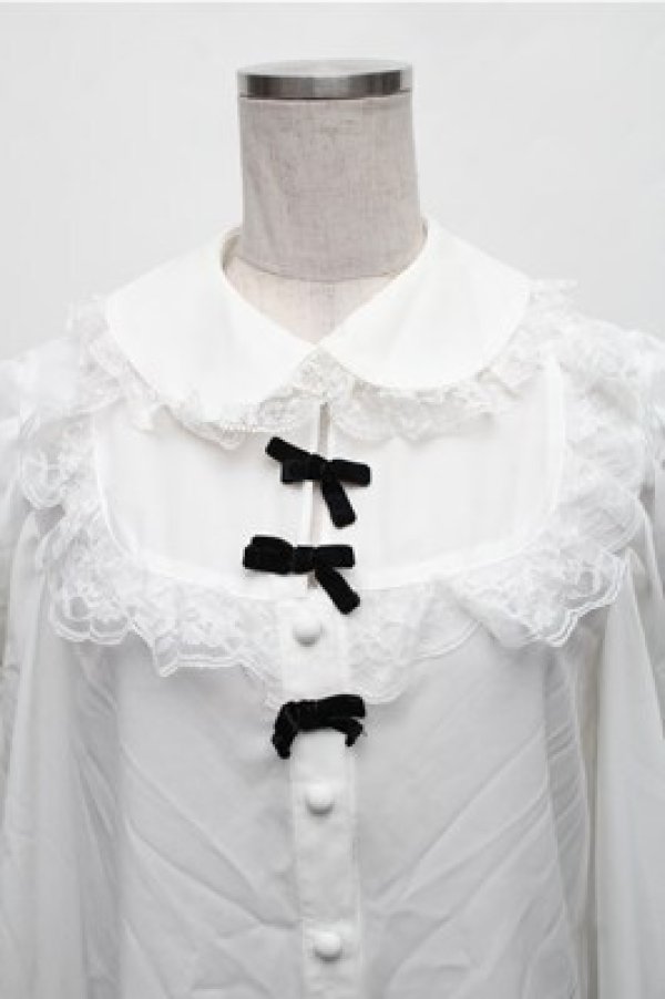 画像3: Ank Rouge / 3つリボンブラウス  白 S-26-01-26-011-CA-BL-AS-ZS (3)