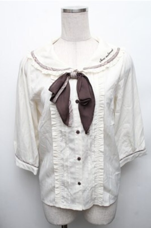 画像1: axes femme / パイピングデザインブラウス  オフ S-26-01-26-013-AX-BL-AS-ZS (1)