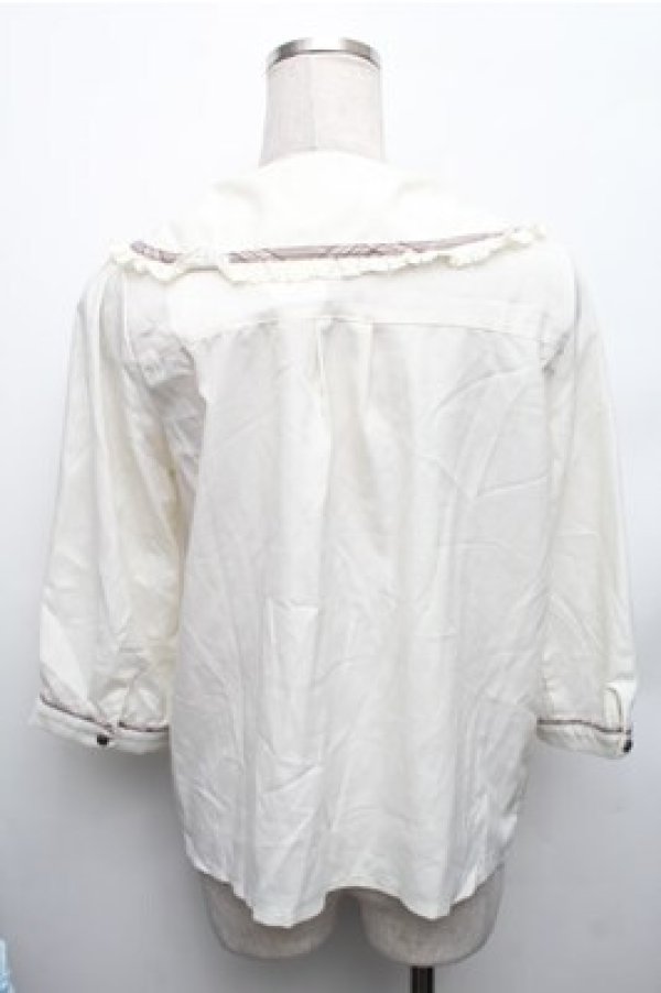 画像2: axes femme / パイピングデザインブラウス  オフ S-26-01-26-013-AX-BL-AS-ZS (2)