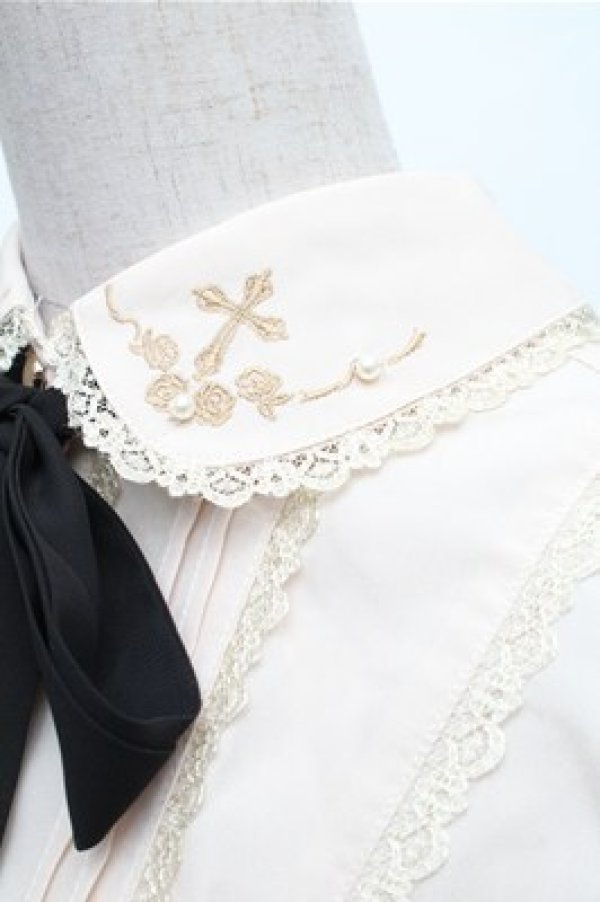 画像3: axes femme POETIQUE / 襟クロスバラ刺繍ブラウス  オフ S-26-01-26-014-AX-BL-AS-ZS (3)