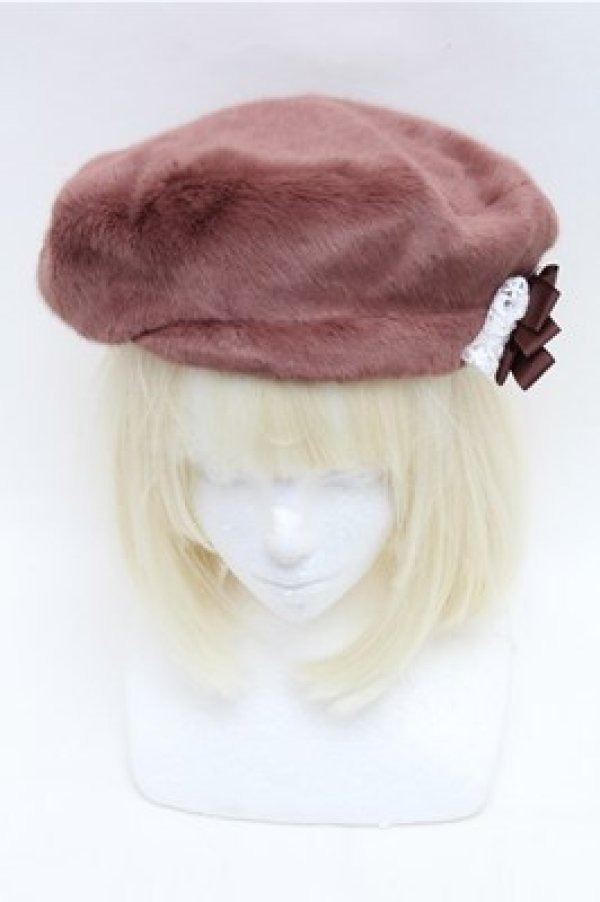 画像2: axes femme / コサージュ付ファーベレー  ブラウン S-26-01-26-002-AX-AC-HR-ZS (2)