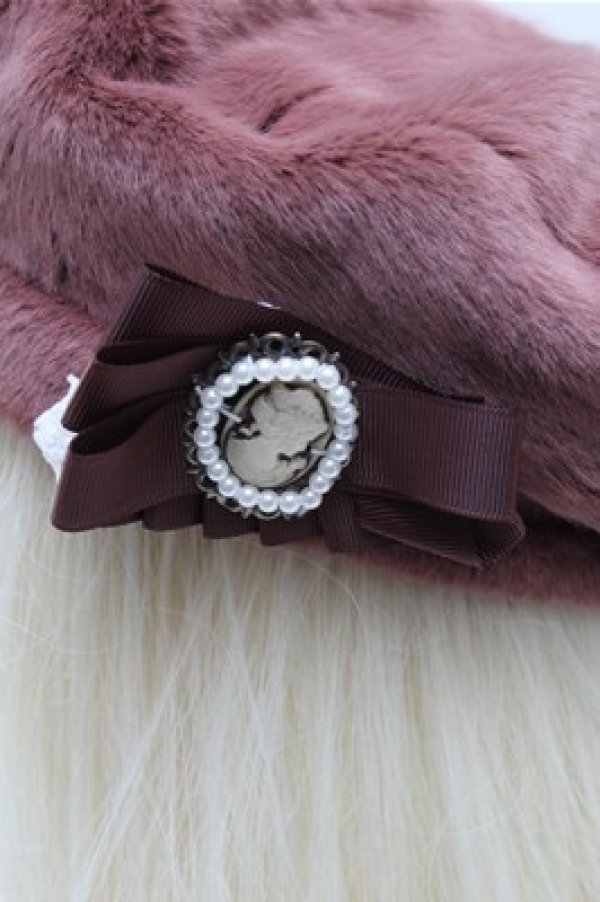 画像3: axes femme / コサージュ付ファーベレー  ブラウン S-26-01-26-002-AX-AC-HR-ZS (3)