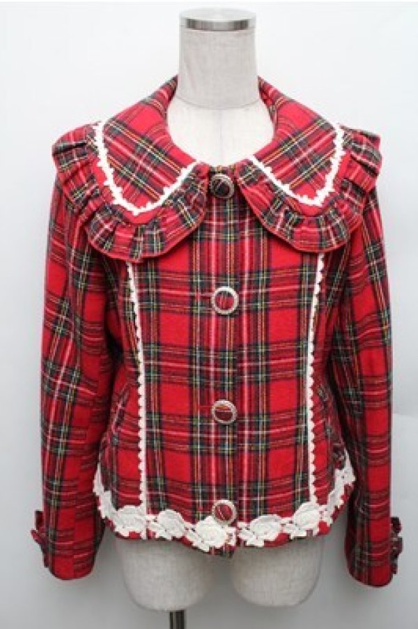 画像1: axes femme kawaii / ガーリーリボンショートコート  赤 S-26-01-26-022-AX-CO-AS-ZS (1)