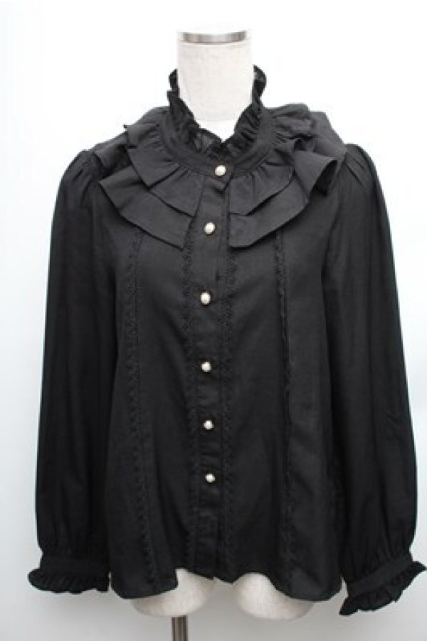 画像1: axes femme kawaii / 童話の小公女ブラウス  黒 S-26-01-26-027-AX-BL-AS-ZS (1)