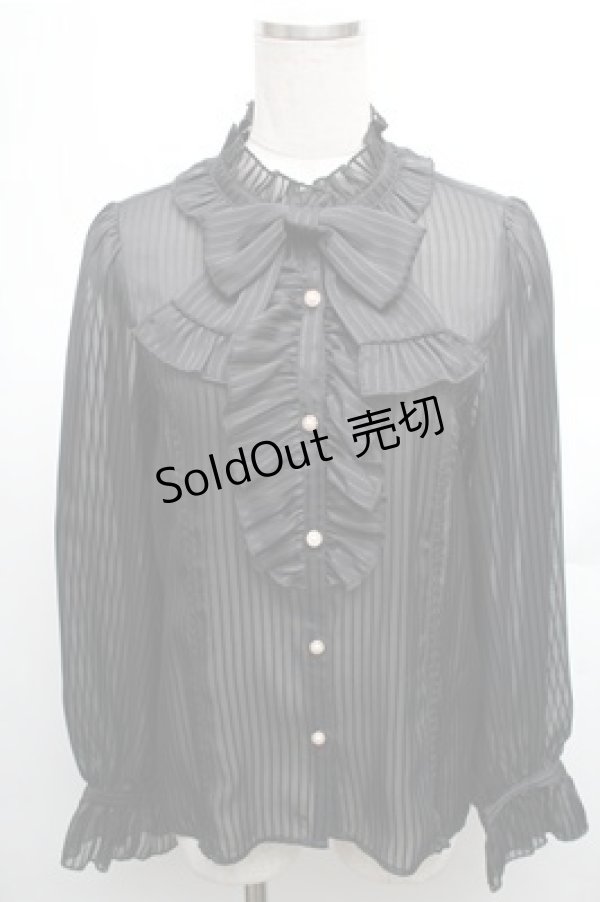 画像1: axes femme kawaii / ストライプシフォンブラウス  黒 S-26-01-26-028-AX-BL-HR-ZS (1)