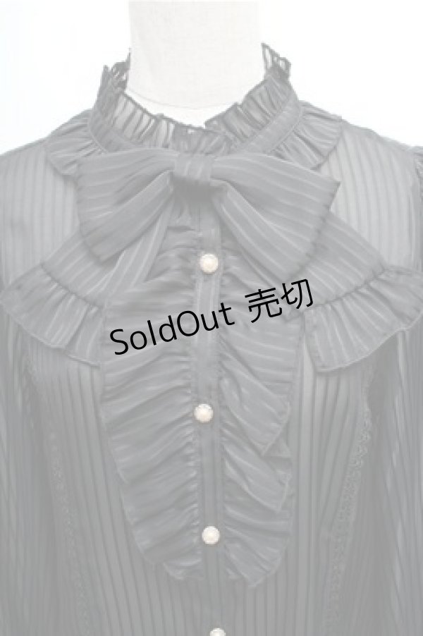 画像3: axes femme kawaii / ストライプシフォンブラウス  黒 S-26-01-26-028-AX-BL-HR-ZS (3)