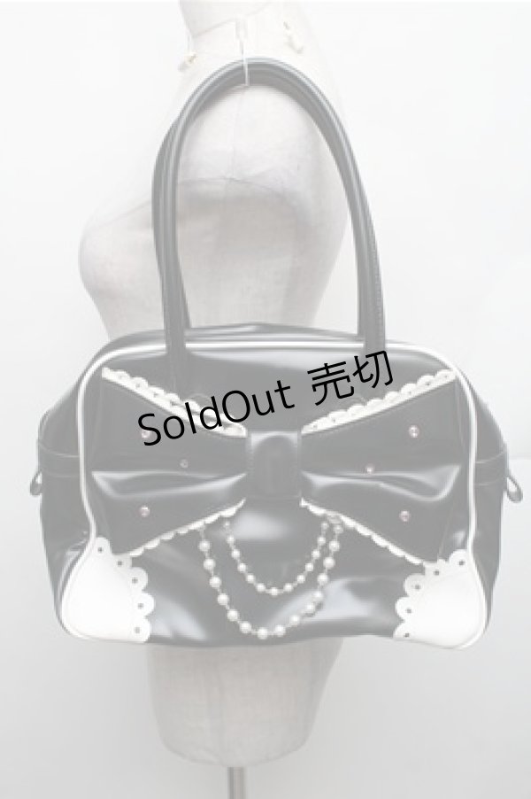 画像1: Angelic Pretty / 宝石リボンボストンバッグ  黒 S-26-01-27-033-AP-BG-TE-ZS (1)