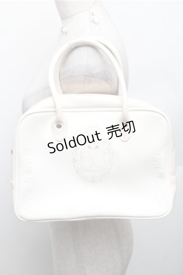 画像1: metamorphose / スワン刺繍ハンドバッグ  白 S-26-01-27-037-ME-BG-AS-ZS (1)