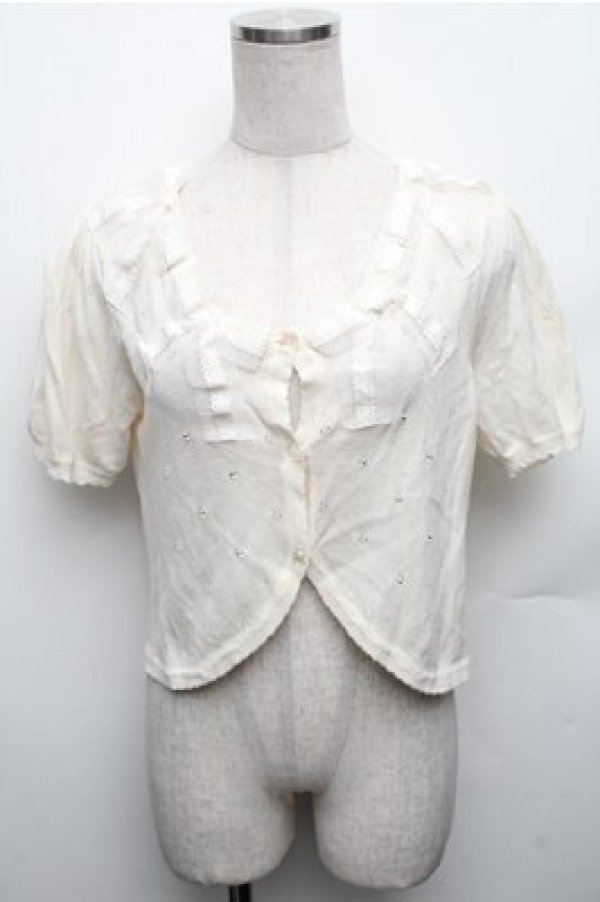 画像1: axes femme / リボンデザインボレロ M 生成り S-26-01-27-041-AX-TO-TE-ZS (1)