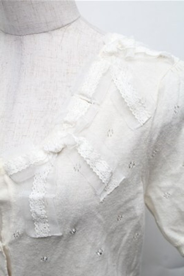 画像3: axes femme / リボンデザインボレロ M 生成り S-26-01-27-041-AX-TO-TE-ZS (3)