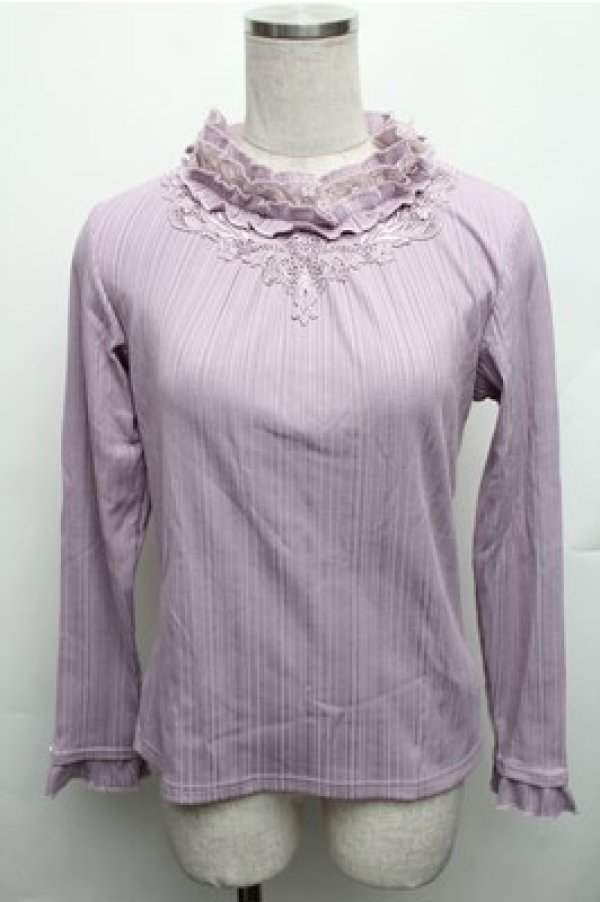 画像1: axes femme / ボトルネックリブニットプルオーバー M パープル S-26-01-27-049-AX-TO-TE-ZS (1)