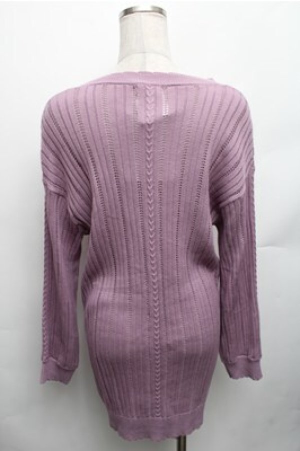 画像2: axes femme / 桜刺繍ロングニットカーデ M パープル S-26-01-27-050-AX-TO-TE-ZS (2)