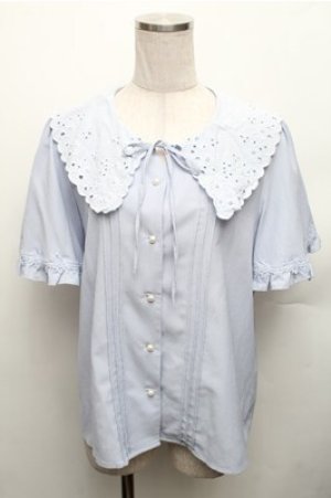 画像: axes femme / 刺繍襟ブラウス M サックス S-26-01-27-051-AX-BL-TE-ZS