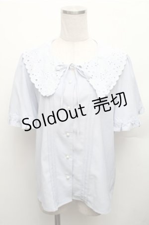 画像: axes femme / 刺繍襟ブラウス M サックス S-26-01-27-051-AX-BL-TE-ZS