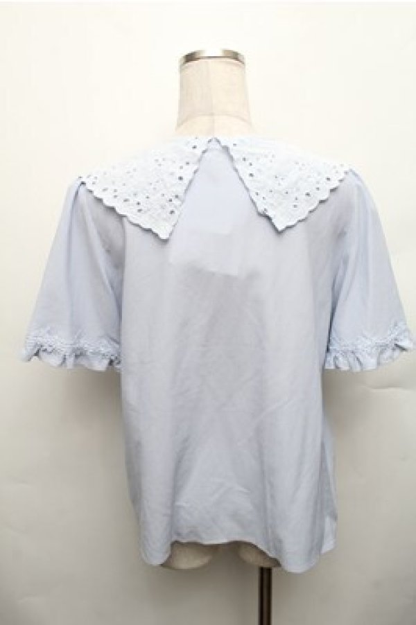 画像2: axes femme / 刺繍襟ブラウス M サックス S-26-01-27-051-AX-BL-TE-ZS (2)