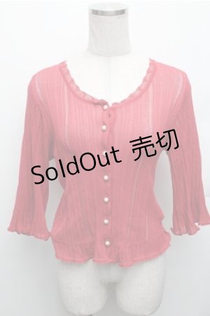 画像: axes femme / プチパール釦シアーニットカーディガン F 赤 S-26-01-27-052-AX-TO-TE-ZS