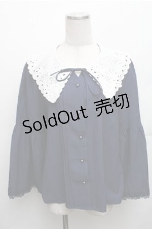 画像: axes femme / 刺繍入りビッグカラーブラウス M ネイビー S-26-01-27-053-AX-BL-TE-ZS