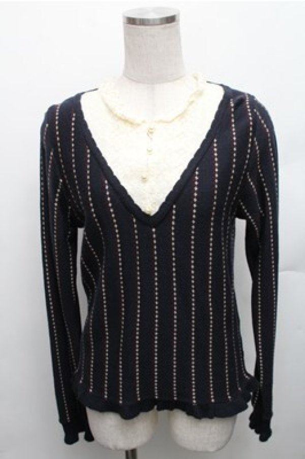 画像1: axes femme / 重ね着風ニット M ネイビー S-26-01-27-054-AX-TO-TE-ZS (1)