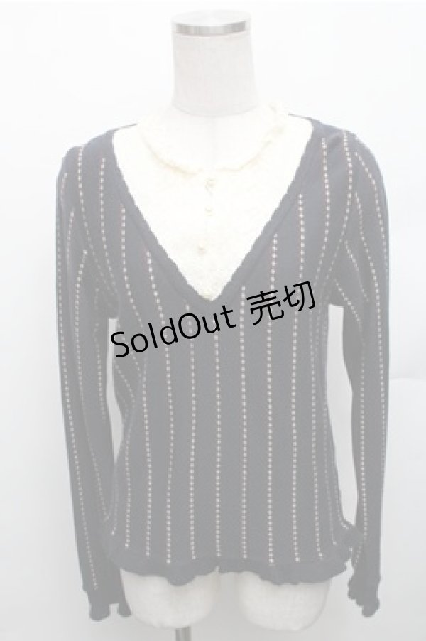 画像1: axes femme / 重ね着風ニット M ネイビー S-26-01-27-054-AX-TO-TE-ZS (1)