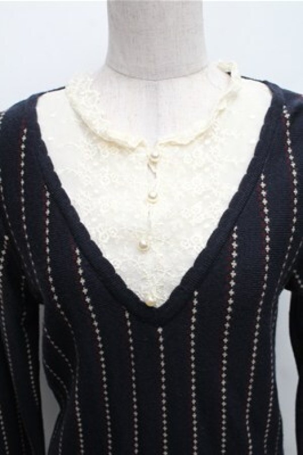 画像3: axes femme / 重ね着風ニット M ネイビー S-26-01-27-054-AX-TO-TE-ZS (3)