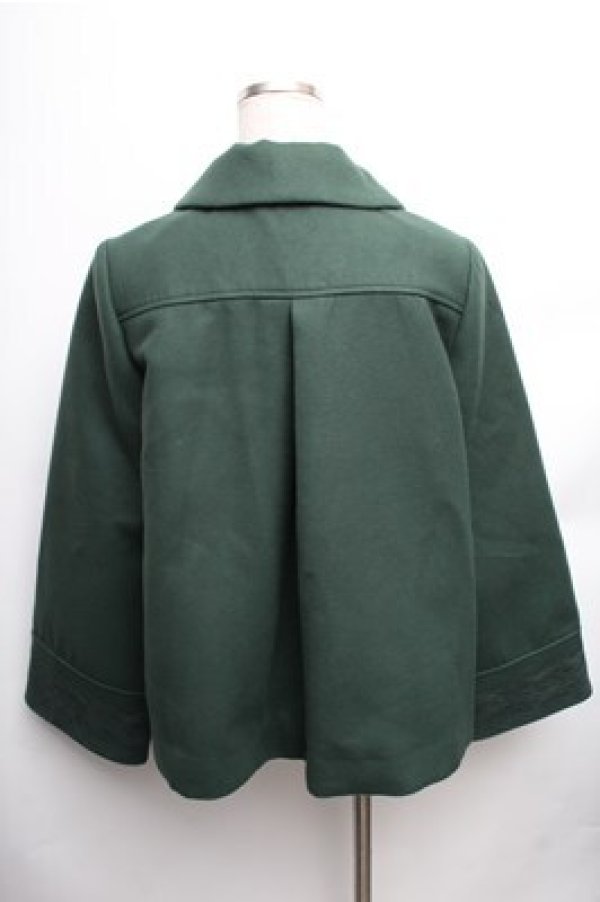 画像2: axes femme / ベロアリボン付ショートコート M グリーン S-26-01-27-055-AX-CO-TE-ZS (2)
