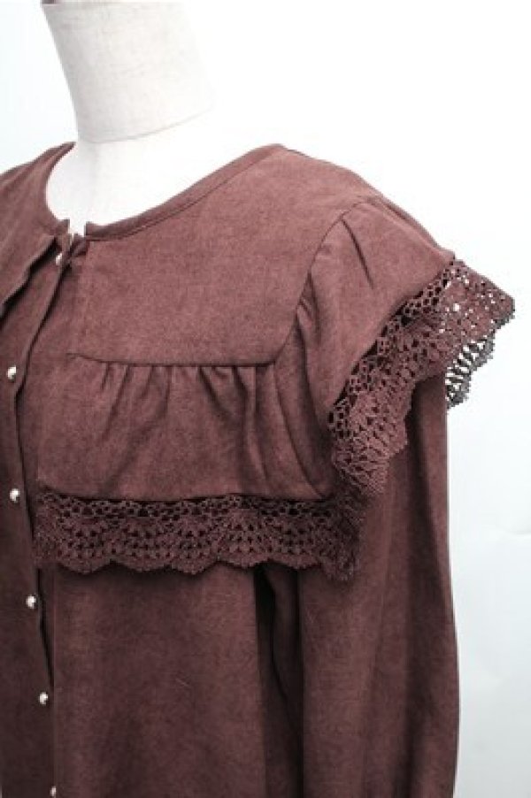 画像3: axes femme / ビッグ襟ブラウス M ブラウン S-26-01-27-056-AX-BL-TE-ZS (3)