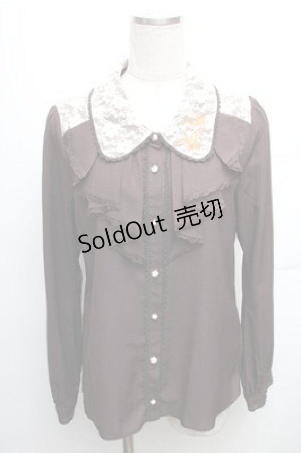 画像1: axes femme / レース襟刺繍ブラウス M ブラウン S-26-01-27-057-AX-BL-TE-ZS (1)
