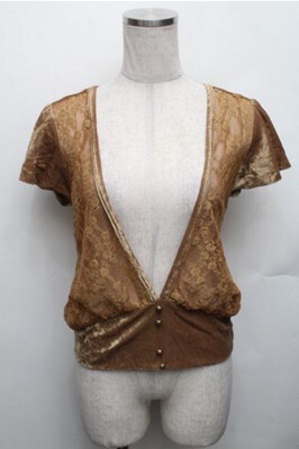 画像1: axes femme / ベロアカットソー  からし S-26-01-27-061-AX-TO-AS-ZS (1)