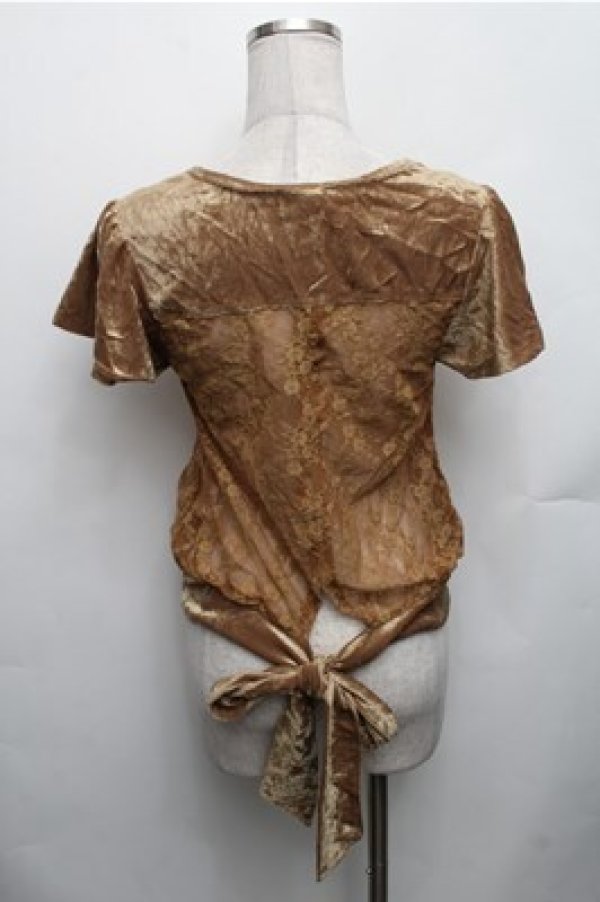 画像2: axes femme / ベロアカットソー  からし S-26-01-27-061-AX-TO-AS-ZS (2)