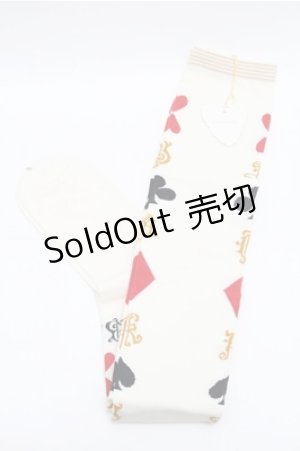 画像: Jane Marple / トランプ柄ニーハイソックス  オフ S-26-01-27-003-JM-AC-TE-ZS