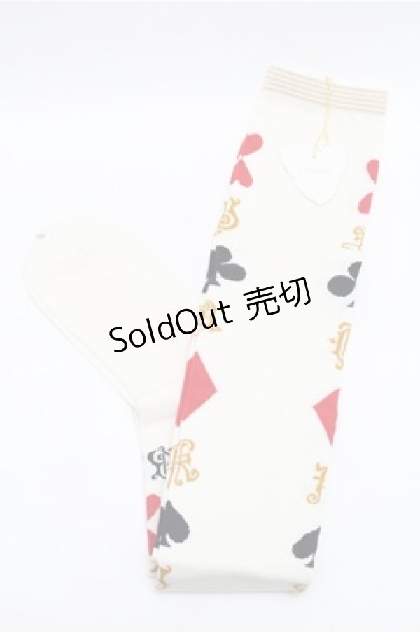 画像1: Jane Marple / トランプ柄ニーハイソックス  オフ S-26-01-27-003-JM-AC-TE-ZS (1)