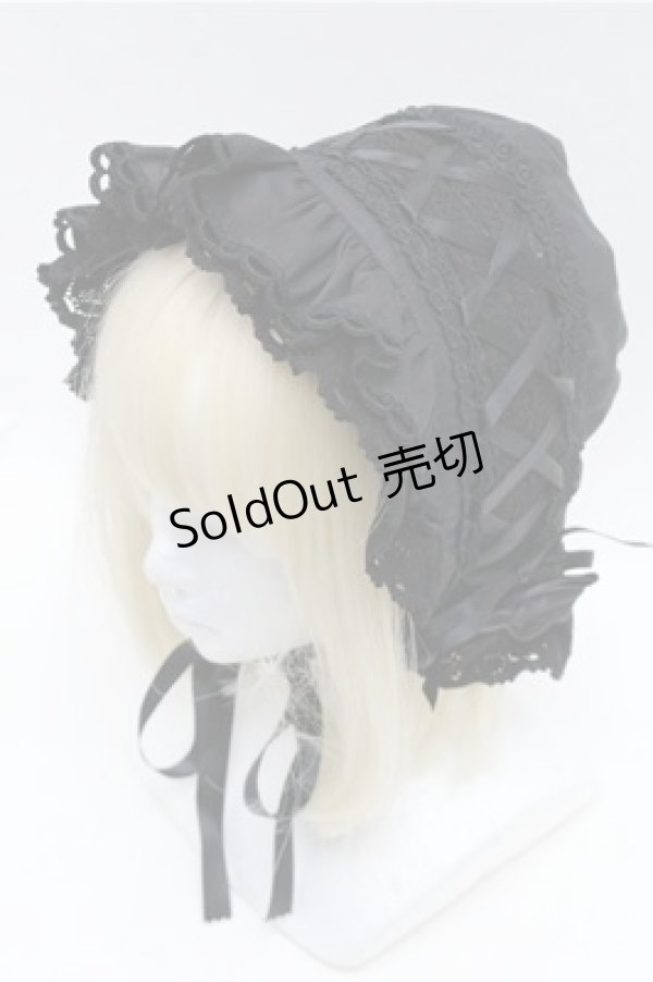 画像1: BABY,THE STARS SHINE BRIGHT / スピンドールハーフボンネット  黒 S-26-01-27-023-BA-AC-AS-ZS (1)