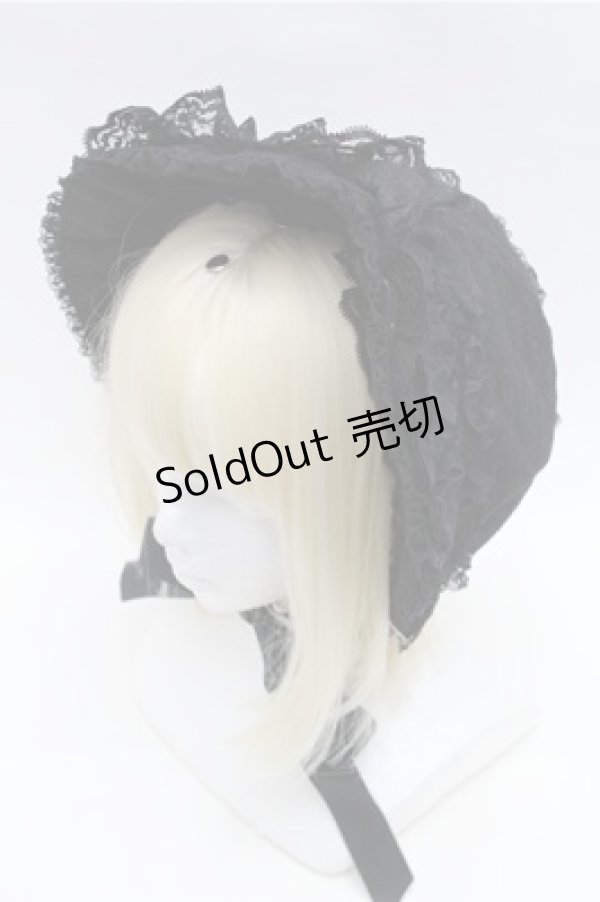 画像1: metamorphose / 総レースボンネット  黒 S-26-01-27-024-ME-AC-AS-ZS (1)