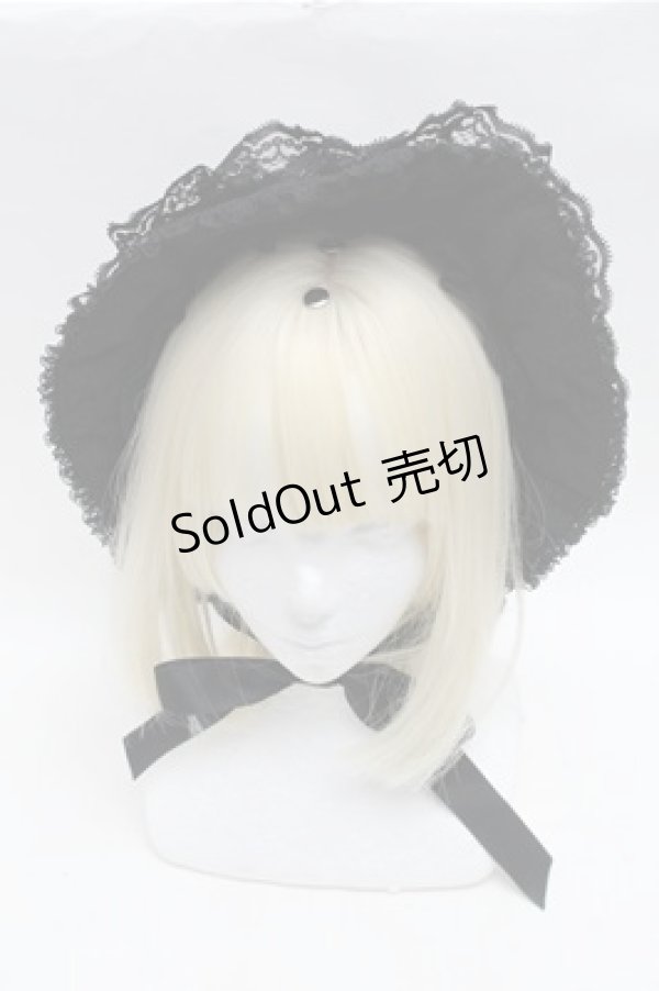 画像2: metamorphose / 総レースボンネット  黒 S-26-01-27-024-ME-AC-AS-ZS (2)