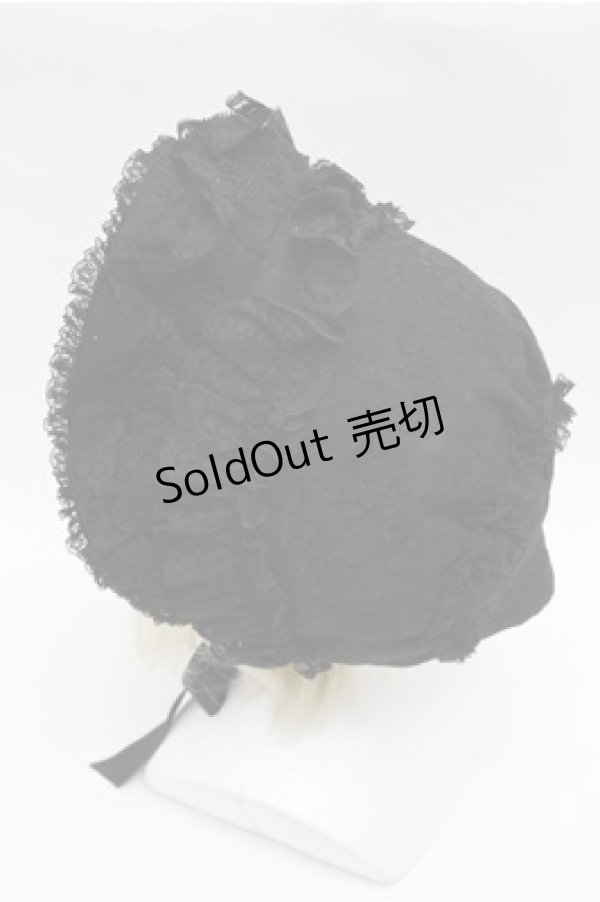 画像3: metamorphose / 総レースボンネット  黒 S-26-01-27-024-ME-AC-AS-ZS (3)